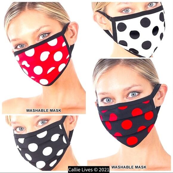 Red Polka Dot Washable Cotton Facemask NWT Survivor Face Masks Unisex OSFA - Picture 3 of 8